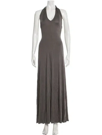 Pre-owned Amanda Wakeley Silk Long Dress In Gray