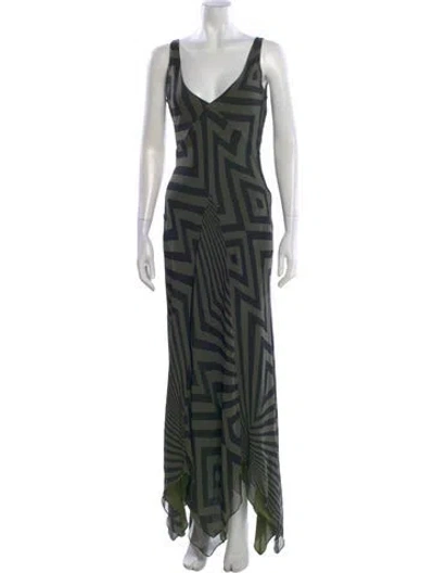 Pre-owned Amanda Wakeley Silk Long Dress In Green