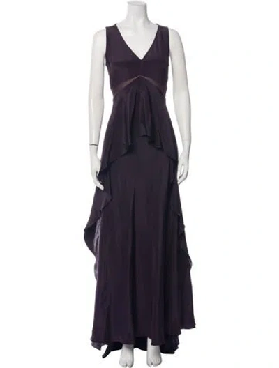 Pre-owned Amanda Wakeley Silk Long Dress In Purple