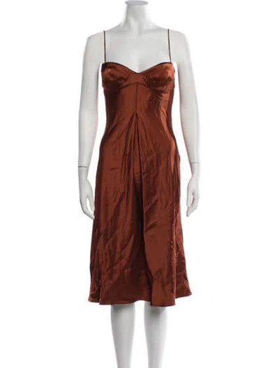 Pre-owned Amanda Wakeley Silk Midi Length Dress In Orange