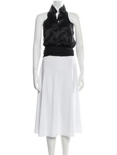 Pre-owned Amanda Wakeley Silk Sleeveless Top In Black/white