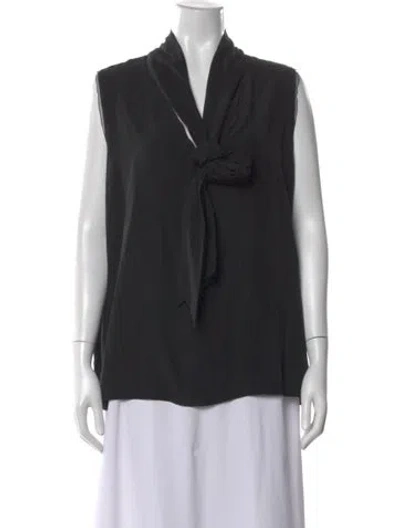 Pre-owned Amanda Wakeley Silk Tie Neck Blouse In Black