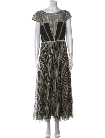 Pre-owned Amanda Wakeley Striped Long Dress In Black