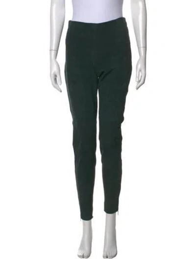 Pre-owned Amanda Wakeley Suede Skinny Leg Pants In Green