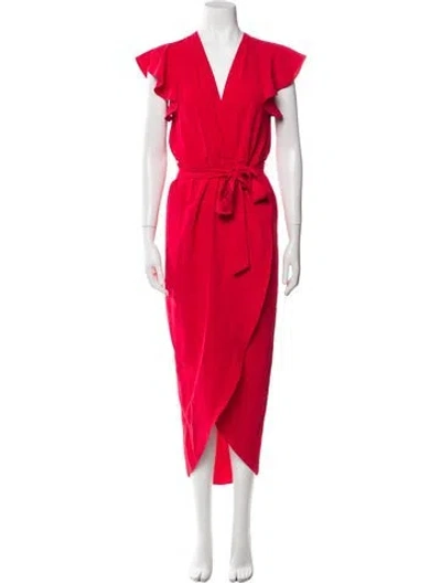 Pre-owned Amanda Wakeley V-neck Long Dress In Red