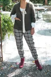 Amano By Lorena Laing Elastic At Ankle Jogger In Tartan In Multi