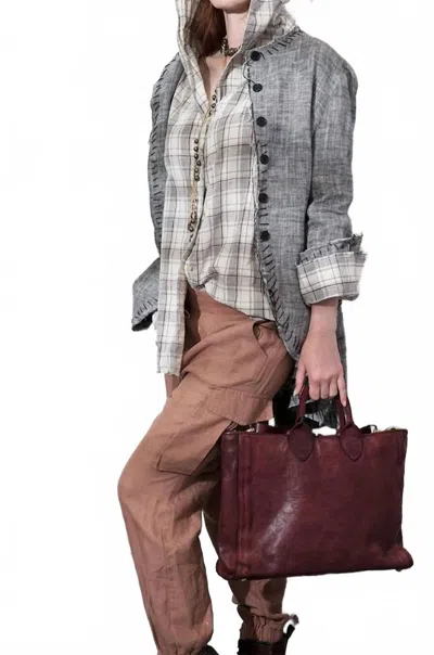 Amano By Lorena Laing Linen Checkered Weave Hooded Shirt In Multi