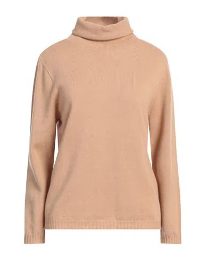 A.manto A. Mantó Woman Turtleneck Camel Size M Geelong Wool, Cashmere In Beige