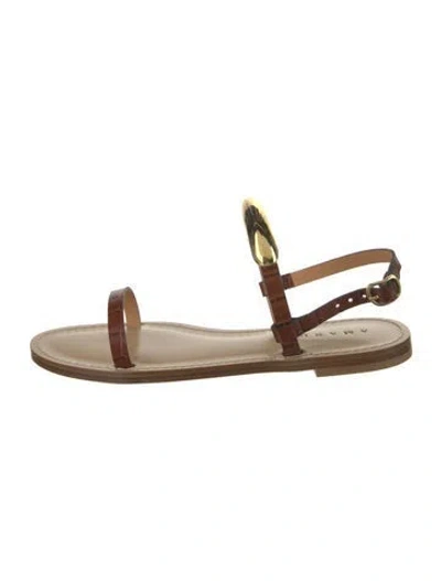 Pre-owned Amanu Embossed Leather Animal Print Sandals In Brown/metallic