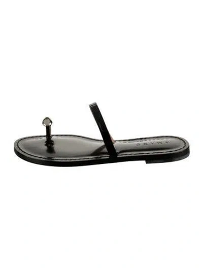 Pre-owned Amanu Embossed Leather Sandals W/ Tags In Silver
