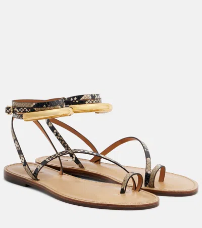 Amanu Kalahari Snake-effect Leather Sandals In Brown