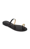 Amanu Kibera 24k Gold-plated Leather Sandals In Black