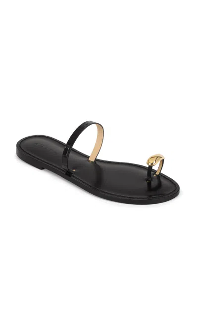Amanu Kibera 24k Gold-plated Leather Sandals In Black
