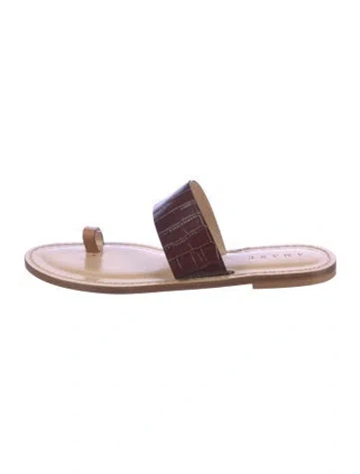 Pre-owned Amanu Leather Animal Print Sandals In Brown/neutrals
