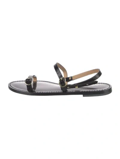 Pre-owned Amanu Leather Animal Print Sandals In Multicolor