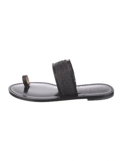 Pre-owned Amanu Leather Braided Accents Slides In Black