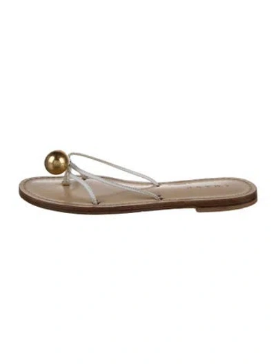 Pre-owned Amanu Leather Flip Flops In Gold