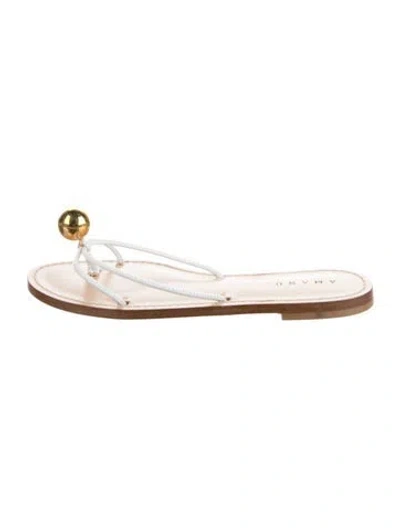 Pre-owned Amanu Leather Flip Flops In Gold