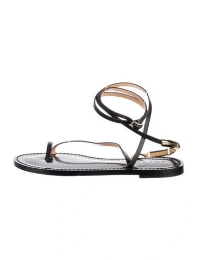 Pre-owned Amanu Leather Gladiator Sandals In Black