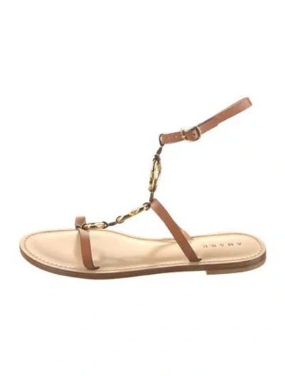 Pre-owned Amanu Leather Gladiator Sandals In Brown
