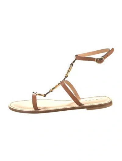 Pre-owned Amanu Leather Gladiator Sandals In Brown