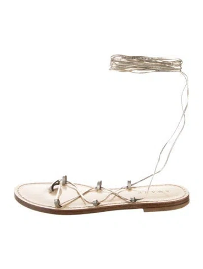 Pre-owned Amanu Leather Gladiator Sandals In Gold
