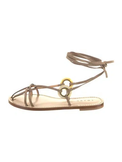 Pre-owned Amanu Leather Gladiator Sandals In Neutral