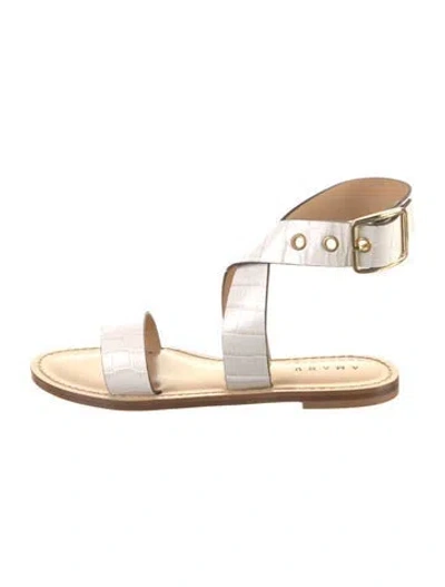 Pre-owned Amanu Leather Gladiator Sandals In Neutral