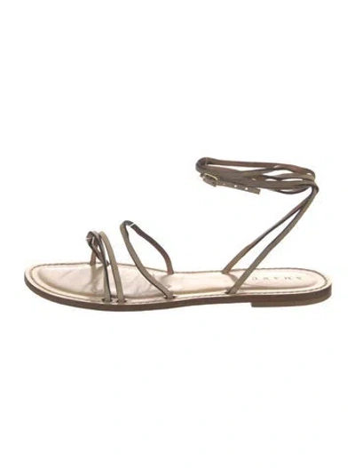 Pre-owned Amanu Leather Gladiator Sandals In Neutral