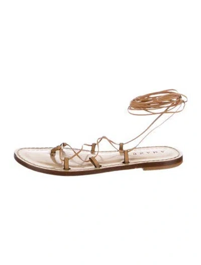 Pre-owned Amanu Leather Gladiator Sandals In Neutral
