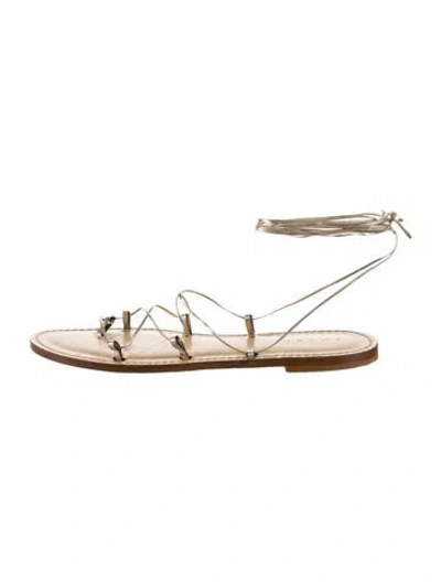 Pre-owned Amanu Leather Gladiator Sandals In Neutral