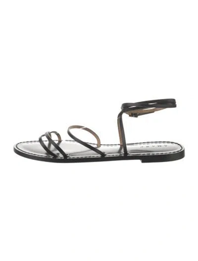 Pre-owned Amanu Leather Gladiator Sandals In Silver