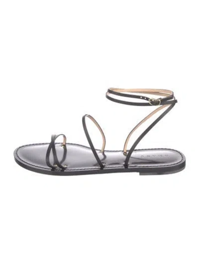 Pre-owned Amanu Leather Gladiator Sandals W/ Tags In Black