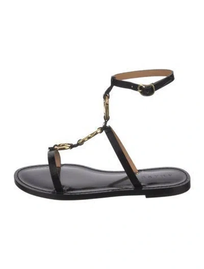 Pre-owned Amanu Leather Gladiator Sandals W/ Tags In Black