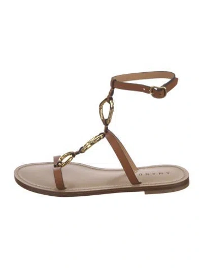 Pre-owned Amanu Leather Gladiator Sandals W/ Tags In Brown