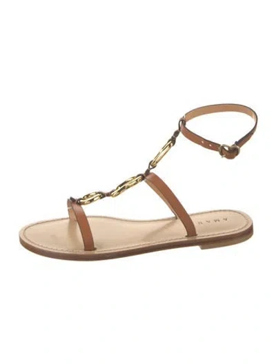 Pre-owned Amanu Leather Gladiator Sandals W/ Tags In Brown