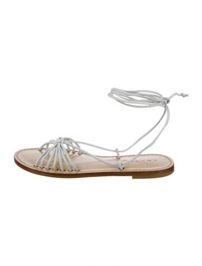 Pre-owned Amanu Leather Gladiator Sandals W/ Tags In White