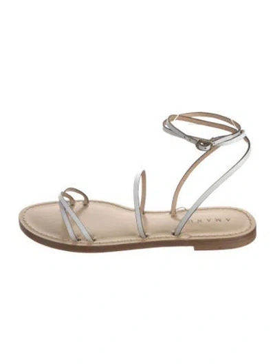 Pre-owned Amanu Leather Gladiator Sandals In White