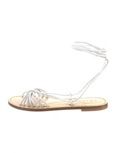 Pre-owned Amanu Leather Gladiator Sandals In White