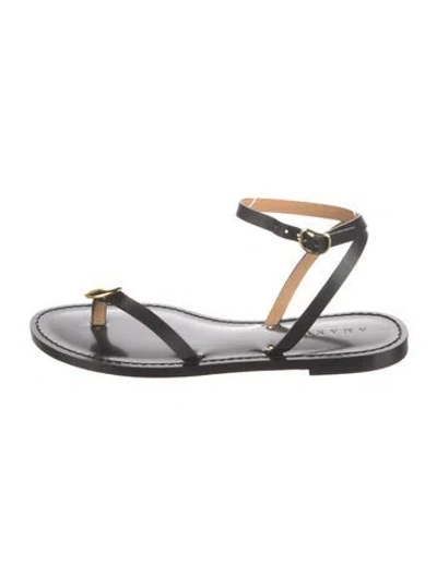 Pre-owned Amanu Leather Sandals In Black