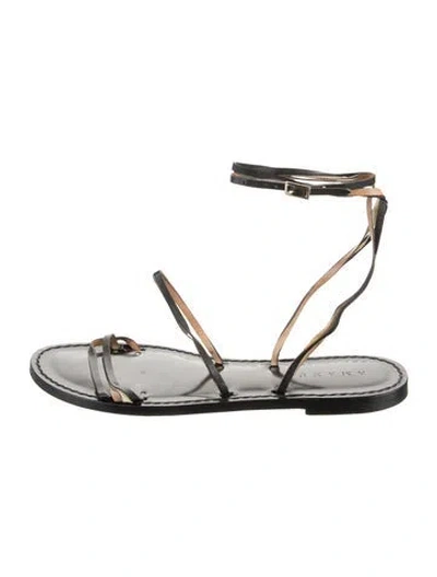Pre-owned Amanu Leather Sandals In Black