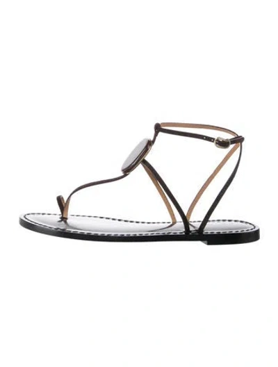 Pre-owned Amanu Leather Sandals In Black
