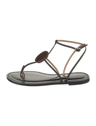 Pre-owned Amanu Leather Sandals In Black