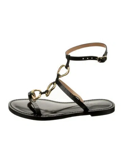 Pre-owned Amanu Leather Sandals In Black