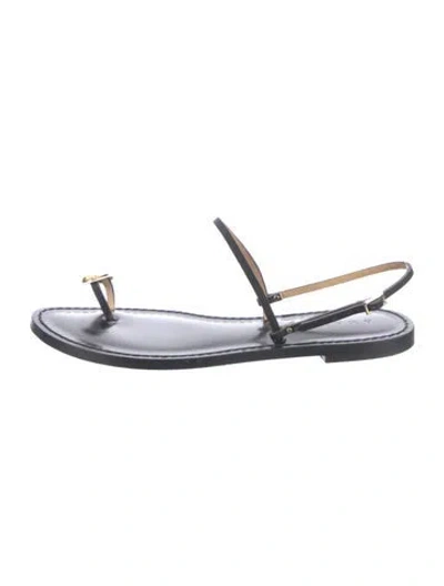 Pre-owned Amanu Leather Sandals In Black