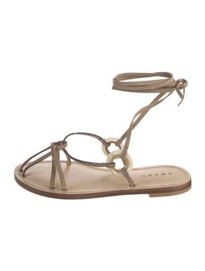 Pre-owned Amanu Leather Sandals In Brown