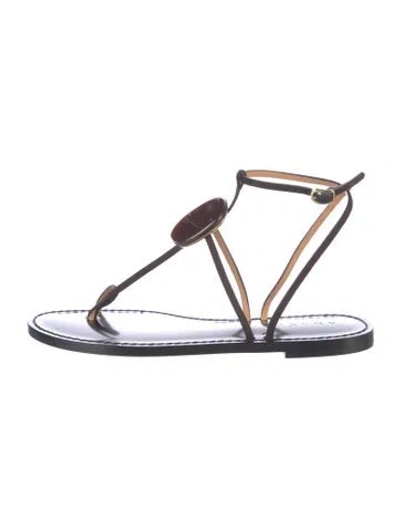 Pre-owned Amanu Leather Sandals In Brown