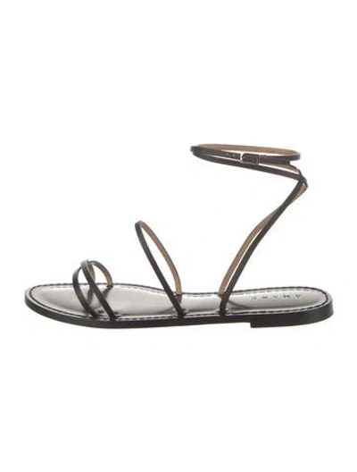 Pre-owned Amanu Leather Sandals In Brown/neutrals