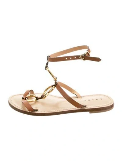 Pre-owned Amanu Leather Sandals In Gold