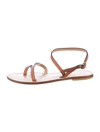 Pre-owned Amanu Leather Sandals In Gold/neutrals